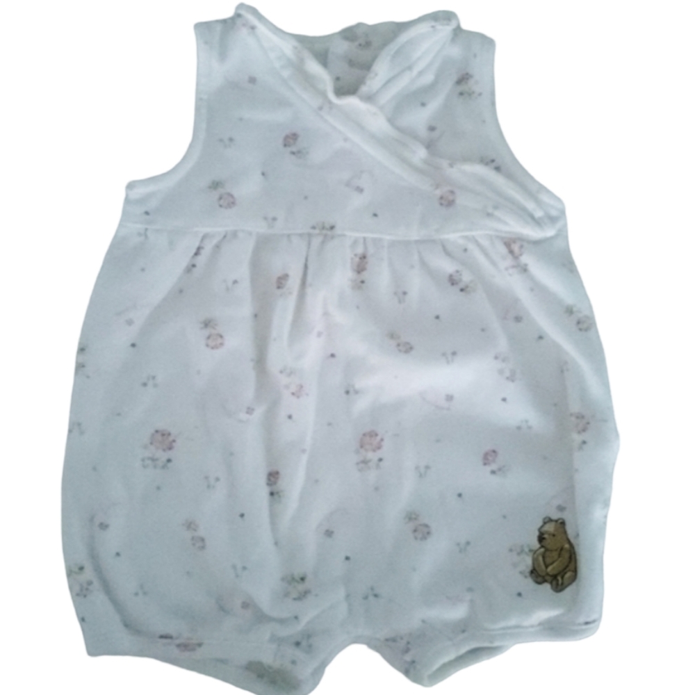 3/$20 Disney Classic Pooh Romper Sleeveless White Baby 3 Months